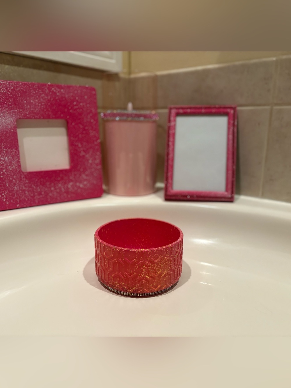 Pink Glitter Decorative Bowl - Home Accents